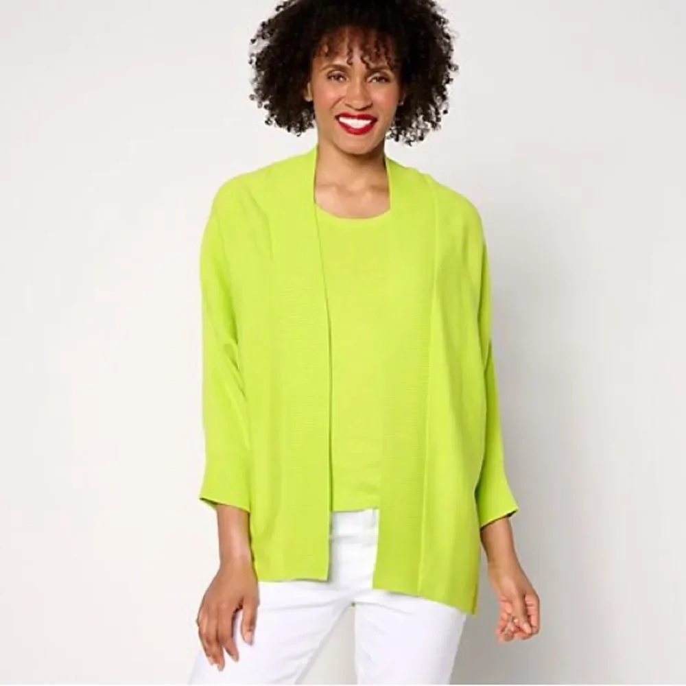 Belle by Kim Gravel open front cardigan lime green size 3X NWT in packaging